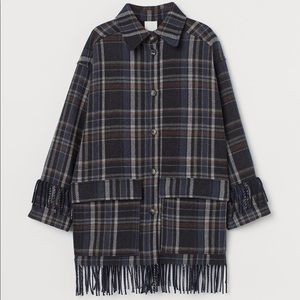 H&M Fringe Shirt Jacket “Shacket” Blue/Black